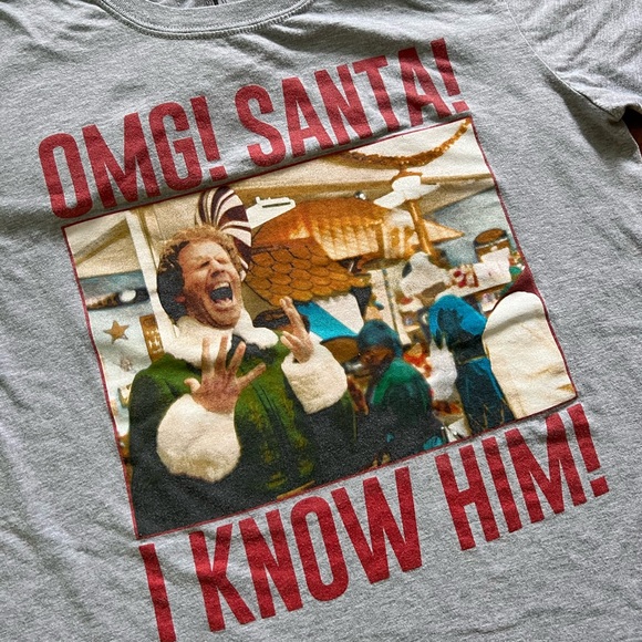 Elf! OMG! Santa! I Know Him! Gray T-Shirt - Picture 2 of 3